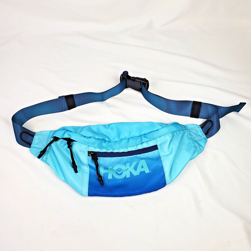 HOKA Running Belt Fanny Waist Pack Aqua-Blue Ombre Adjustable - Zip Pockets NWOT